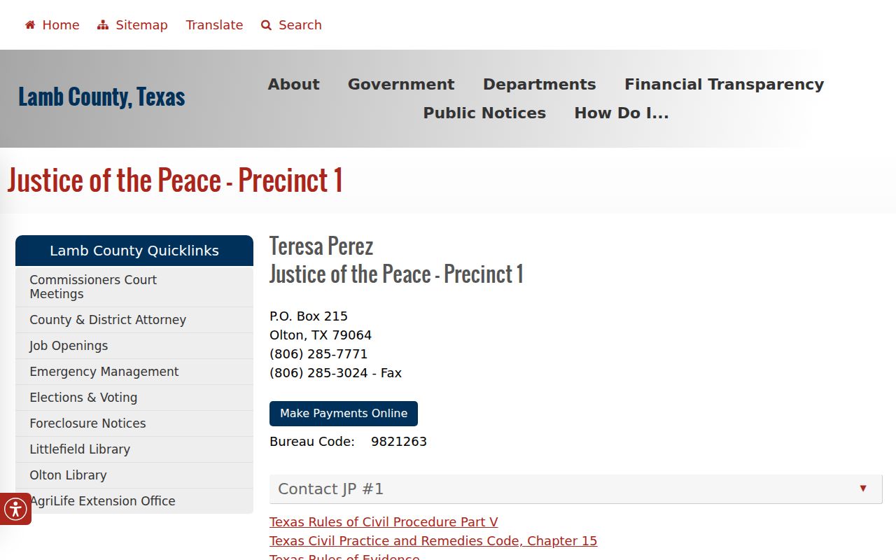 Olton JP1 address and court contact page