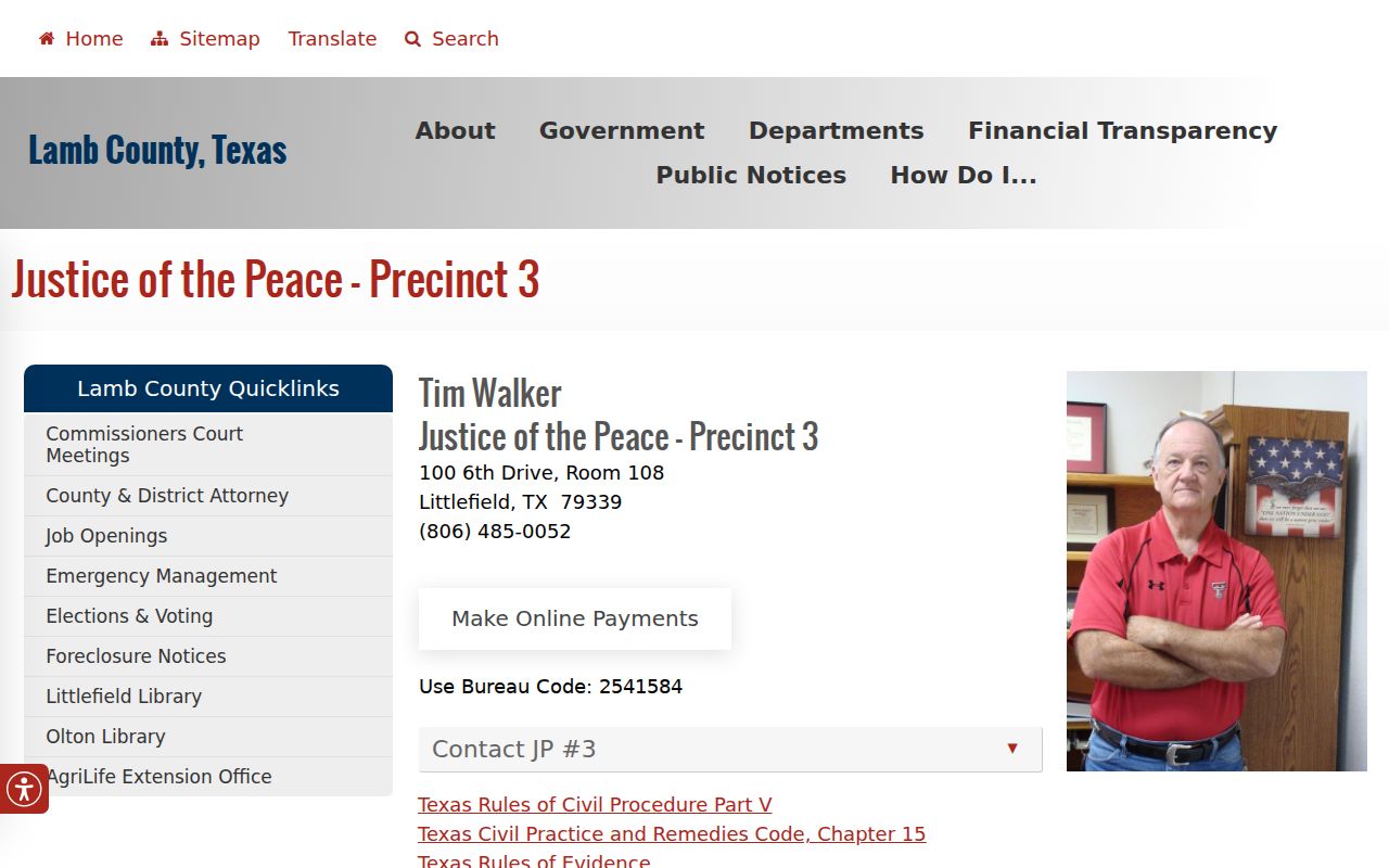 Lamb County JP Precinct 3 traffic-resource and contact page