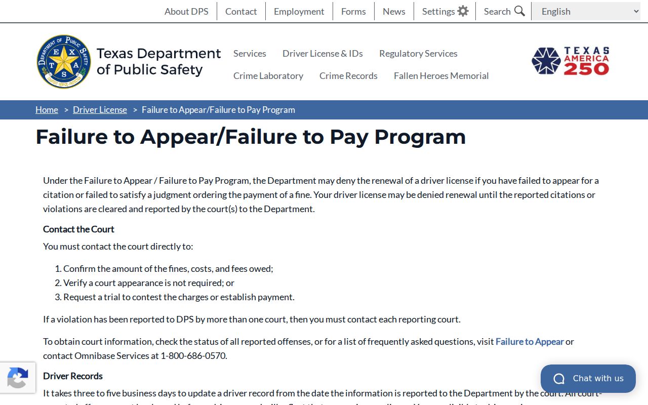 Texas DPS FTA and FTP program explanation