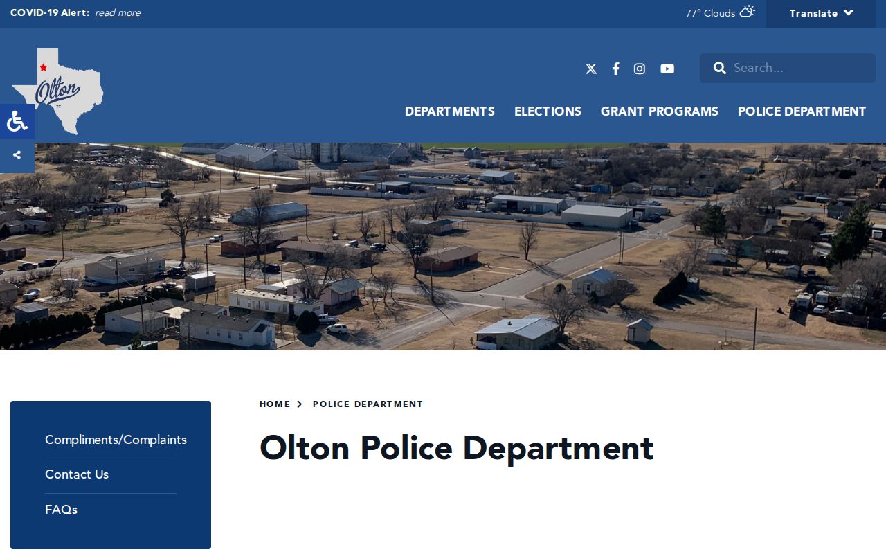 Official Olton Police Department landing page