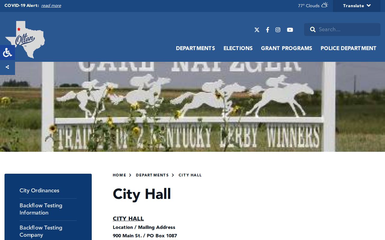 Official City of Olton City Hall contact page